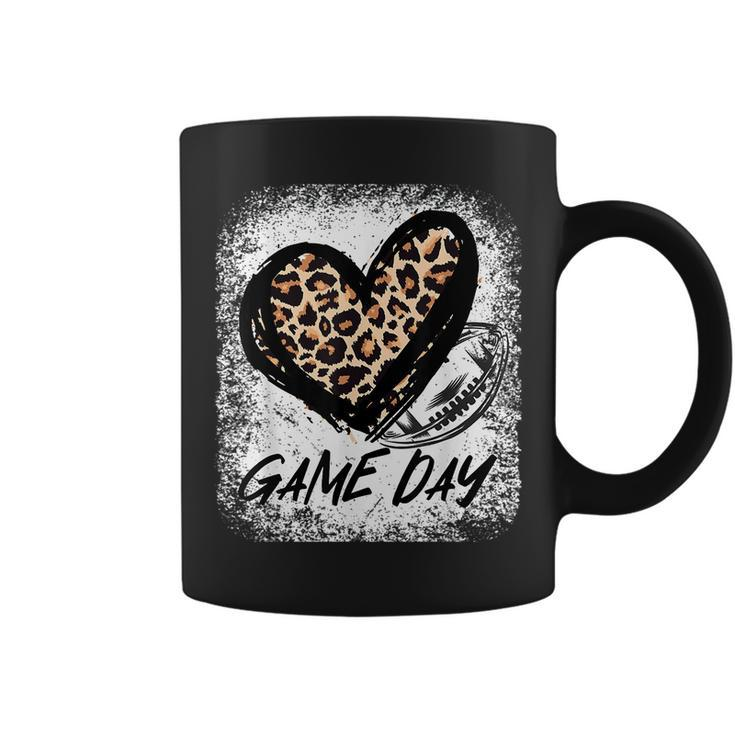 Game Day Football Leopard Print Heart Style Football Lovers Coffee Mug
