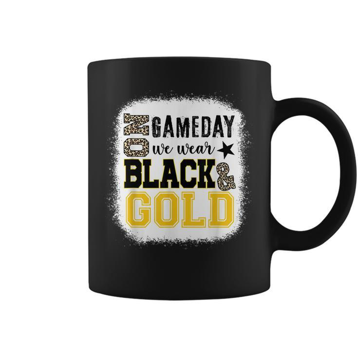 On Gameday Football We Wear Gold And Black Leopard Print Coffee Mug