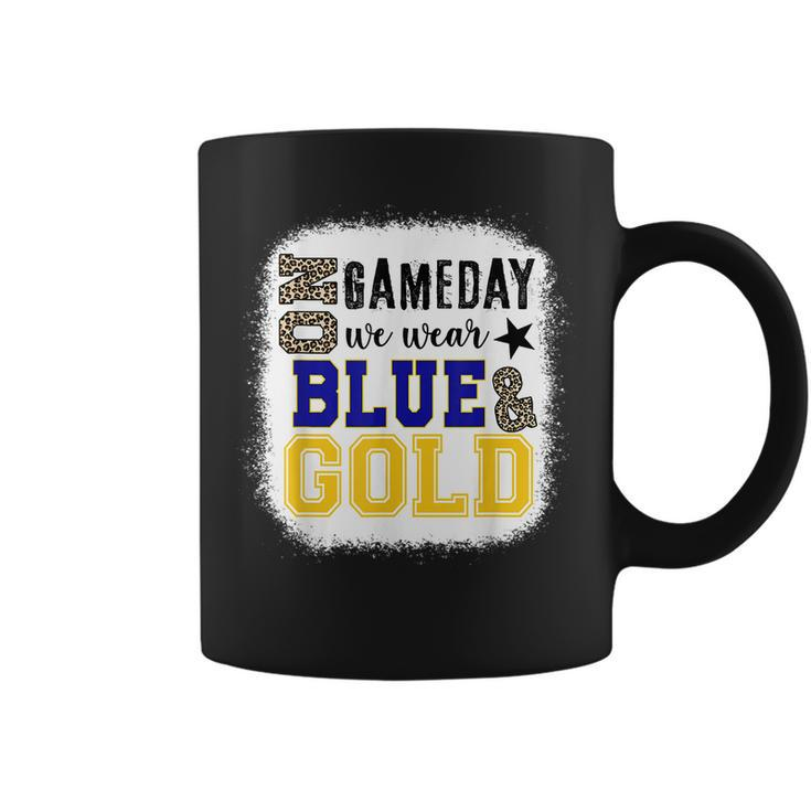 On Gameday Football We Wear Gold And Blue Leopard Print Coffee Mug