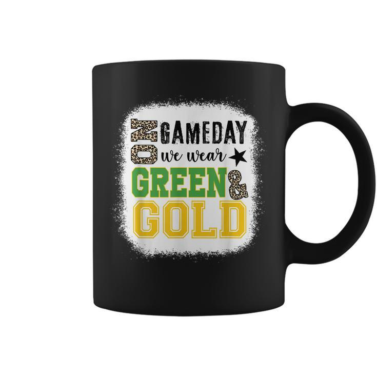 On Gameday Football We Wear Green And Gold Leopard Print Coffee Mug