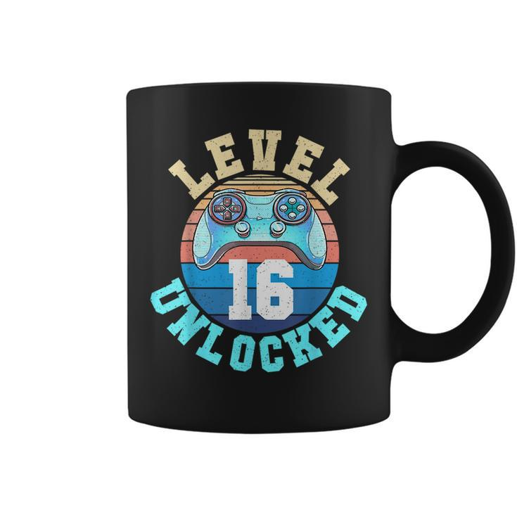 Gamer Boy Level 16 Unlocked Video Game 16Th Birthday Funny Birthday Gifts Coffee Mug