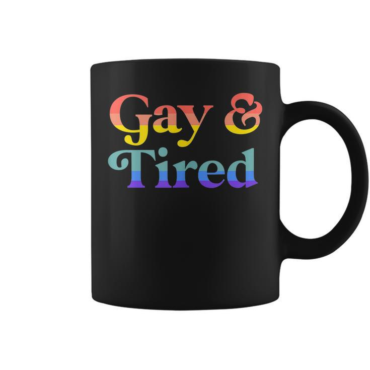Gay And Tired Lgbtqia Retro Aesthetic Lesbian Pride Flag  Coffee Mug