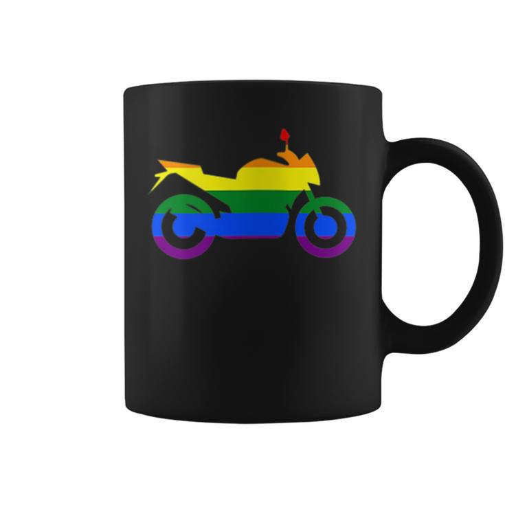 Gay Biker Lgbt-Q Rainbow Pride Flag Motorcycle Men Women  Coffee Mug