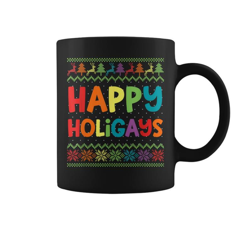Gay Christmas Lgbt Happy Holigays Ugly Rainbow Party Coffee Mug