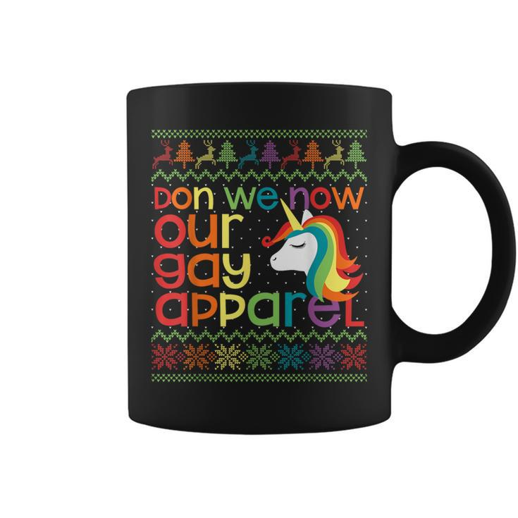 Gay Christmas Rainbow Unicorn Don We Now Our Gay Apparel Coffee Mug