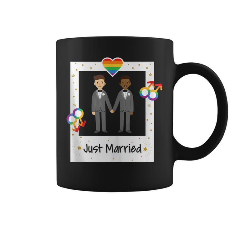 Gay Couple Just Married Rainbow Lgbt Wedding Men Husband  Coffee Mug
