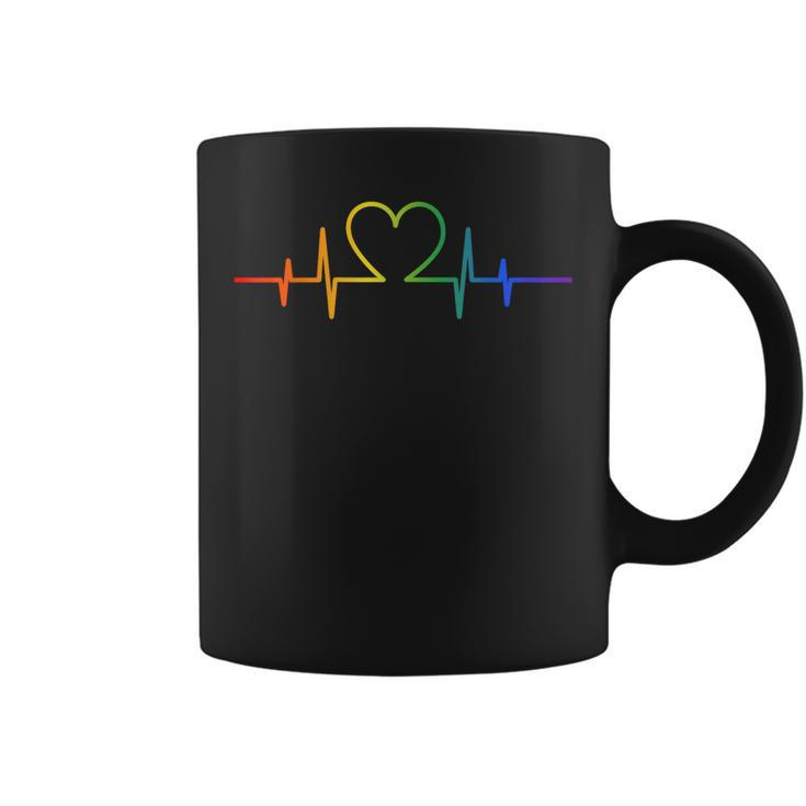Gay Heartbeat Lgbt Pride Rainbow Flag Lgbtq Cool Les Ally  Coffee Mug