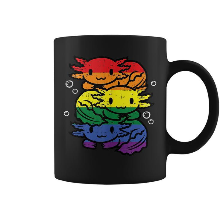 Gay Pride Axolotl Pile Cute Rainbow Flag Lgbt Men Women Kids  Coffee Mug