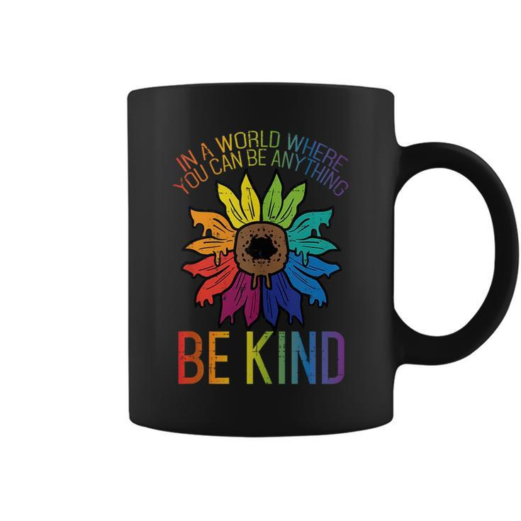 Gay Pride Be Kind Sunflower Rainbow Flag Lgbtq Women Girls  Coffee Mug