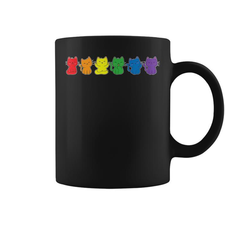 Gay Pride Cats Lgbt Rainbow Flag Lgbtq Cute Cat  Coffee Mug