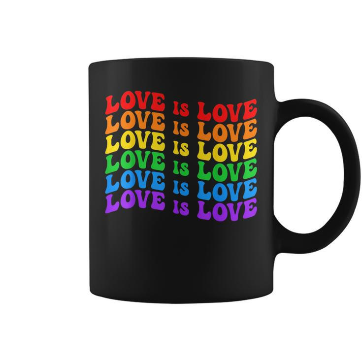 Gay Pride March Rainbow Lgbt Equality Groovy Love Is Love  Coffee Mug