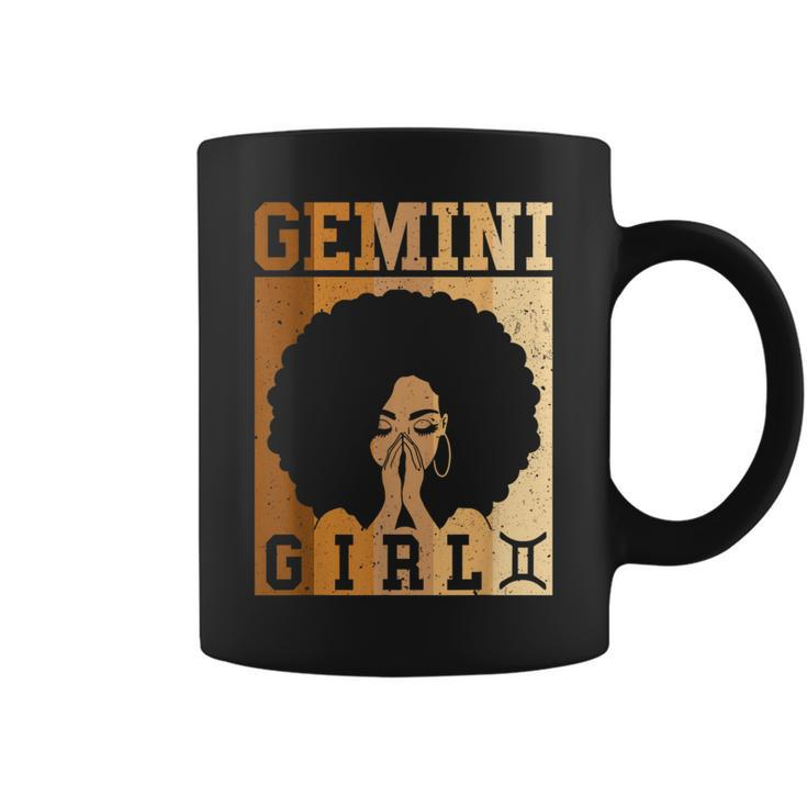 Gemini Girl Zodiac Sign Birthday Queen Melanin Women  Coffee Mug