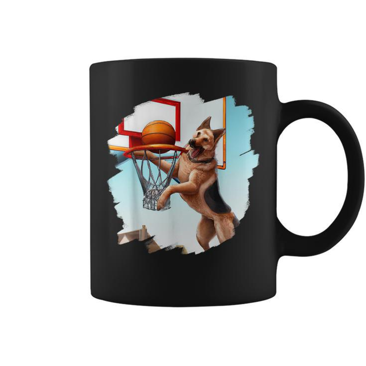 German Shepherd Playing Basketball Funny Dog Basketball Basketball Funny Gifts Coffee Mug