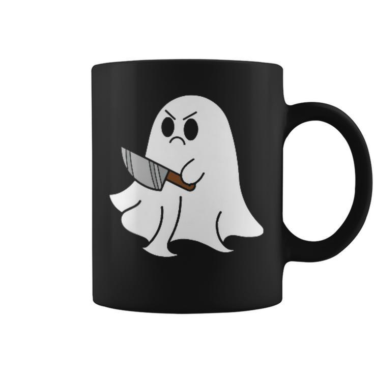 Ghost Holding Knife Halloween Costume Ghoul Spirit Coffee Mug