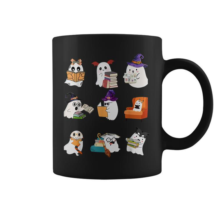 Ghosts Reading Books Teacher Halloween Librarian Cute Boooks Coffee Mug