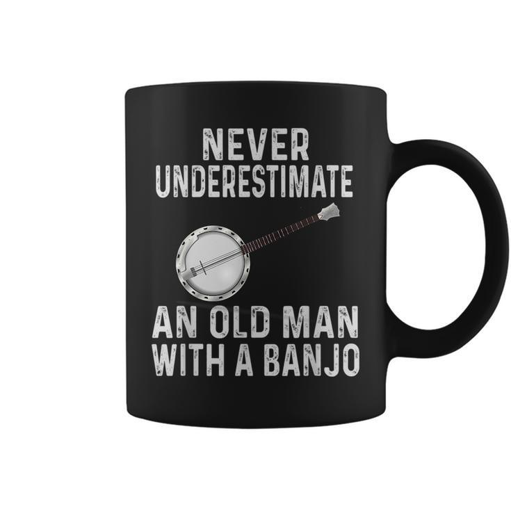 Gifts For Banjo Lovers Never Underestimate An Old Man Banjo Old Man Funny Gifts Coffee Mug