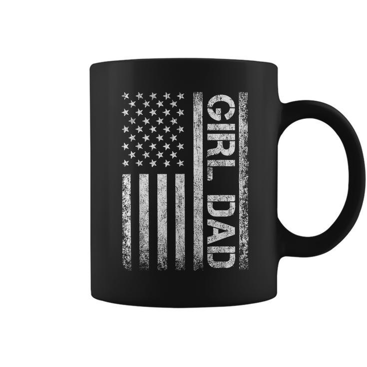 Girl Dad American Flag Father Of Girls Fathers Day Vintage  Coffee Mug