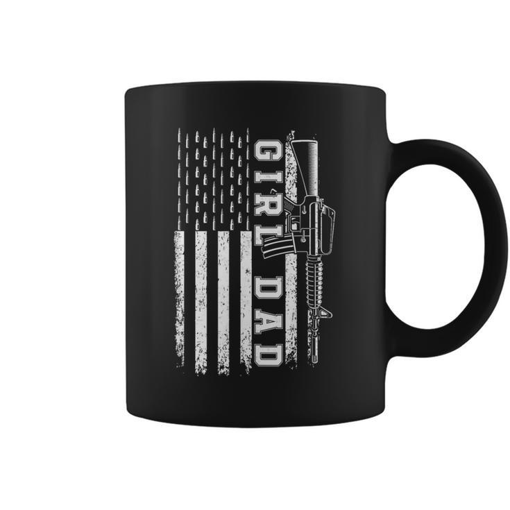 Girl Dad  For Men Bullet And Rifle Usa Flag Fathers Day  Coffee Mug