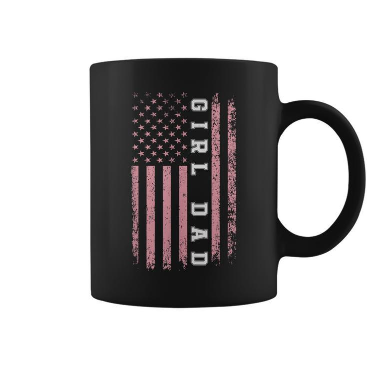 Girl Dad  Pink Flag Fathers Day Men Women Vintage  Coffee Mug
