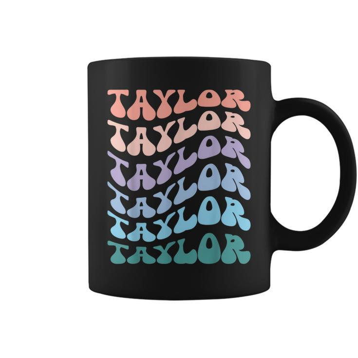 Girl Retro Groovy Taylor First Name Personalized Birthday Coffee Mug