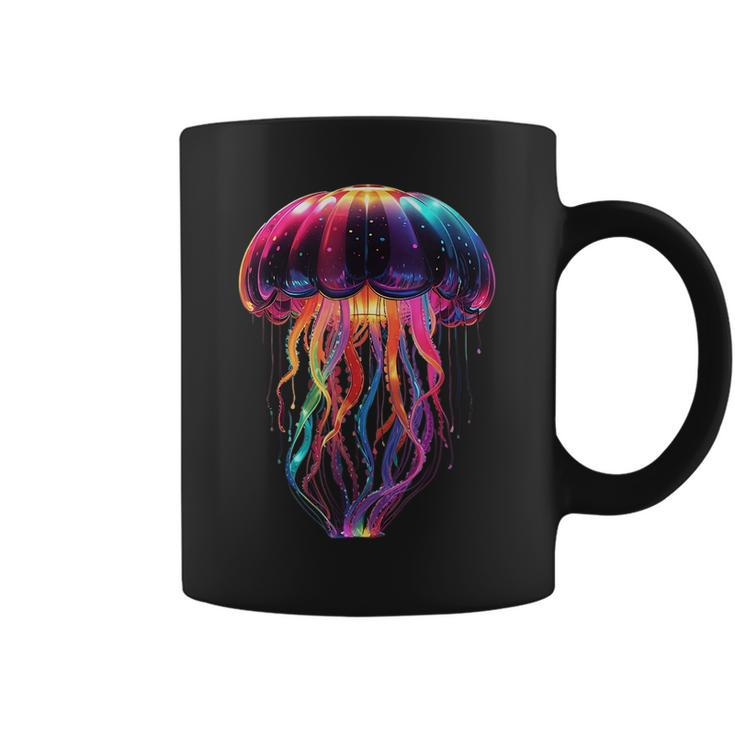 Glowing Rainbow Jellyfish Coffee Mug