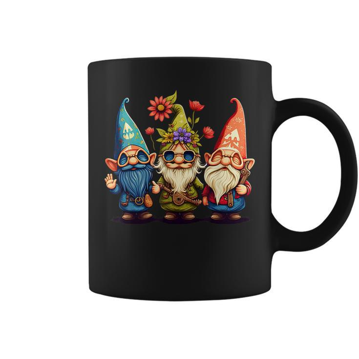 Gnome Cute And Funny Gnome Hippie Sunflower Peace Love  Coffee Mug