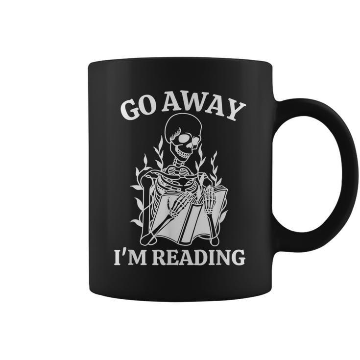 Go Away Im Reading Skeleton Book Coffee Mug