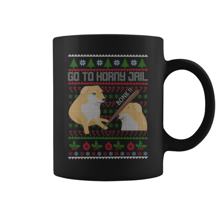 Go To Horny Jail Ugly Christmas Sweater Bonk Meme Coffee Mug