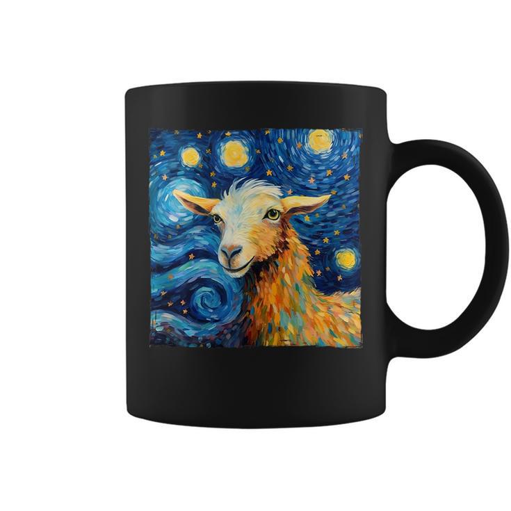 Goat Design In The Style Of Van Goghs Iconic Starry Night  Coffee Mug