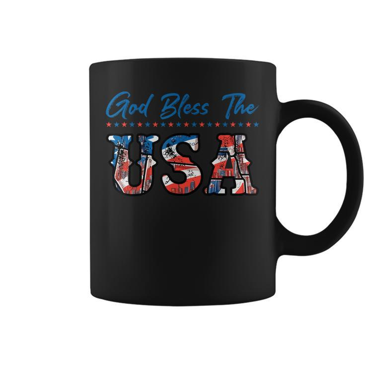 God Bless The Usa Red White Blue Flag Patriotic 4Th Of July  Coffee Mug
