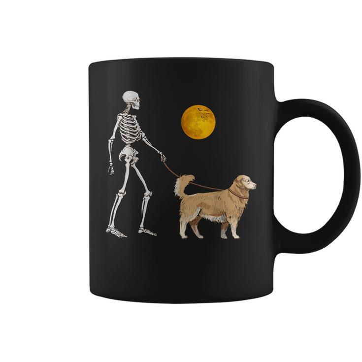 Golden Retriever Skeleton Dog Walking Halloween Costume Coffee Mug