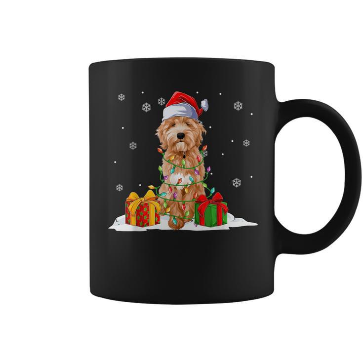 Goldendoodle Santa Christmas Tree Lights Xmas Pajama Dogs Coffee Mug