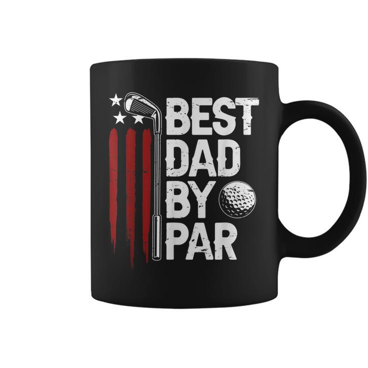 Golf Best Dad By Par Daddy Golfer American Flag Fathers Day Coffee Mug