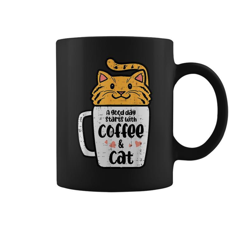 Good Day Starts With Coffee Cat Cute Kitten Girls N Coffee Mug
