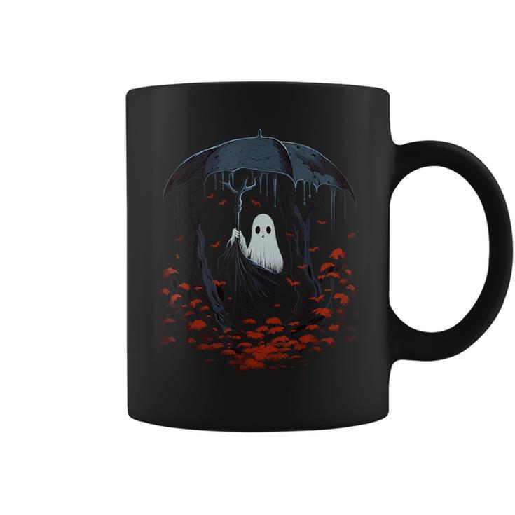 Gothic Halloween Vintage Floral Ghost In Forest Coffee Mug