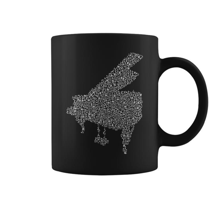 Grand Piano Silhouette Made From Music Notes Piano Funny Gifts Coffee Mug