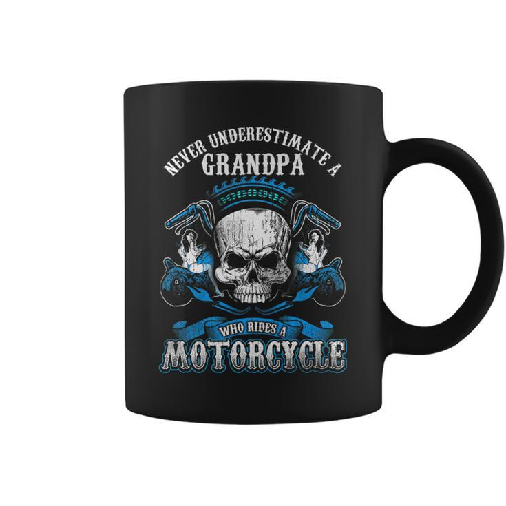 Grandpa Biker  Never Underestimate Motorcycle Skull Grandpa Funny Gifts Coffee Mug