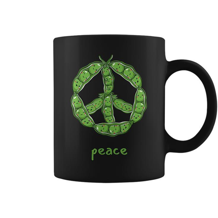 Green Peas In A Pod Peace Symbol  Coffee Mug