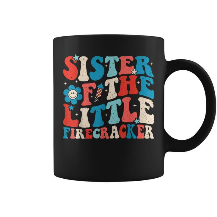 Groovy 4Th Of July Birthday Sister Of The Little Firecracker  Coffee Mug