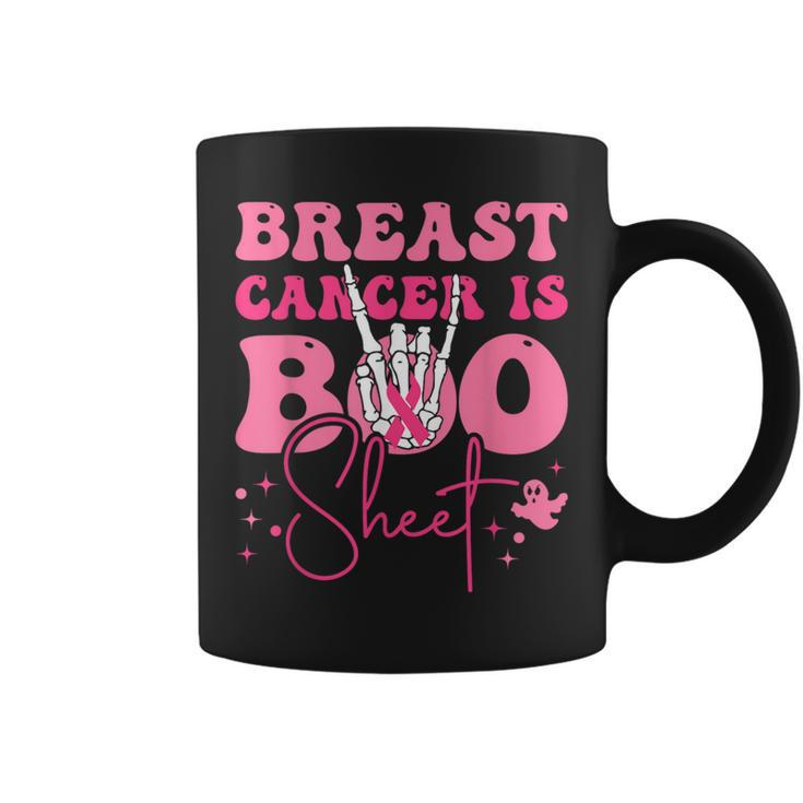Groovy Breast Cancer Is Boo Sheet Halloween Breast Cancer Coffee Mug