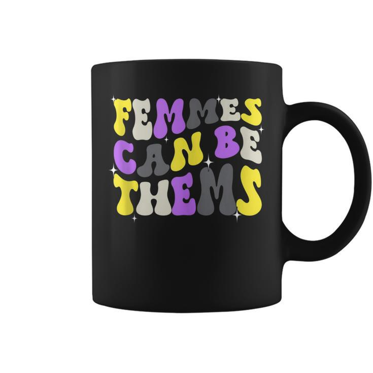 Groovy Femmes Can Be Thems Nonbinary Enby Ally Lgbt Pride Coffee Mug