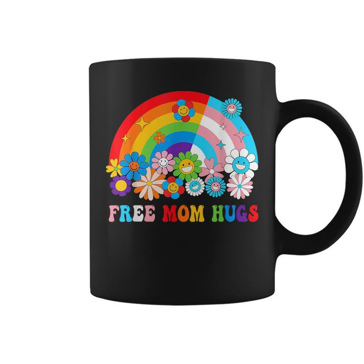 Groovy Flower Retro Rainbow Free Mom Hugs Lgbtq Pride Month  Coffee Mug