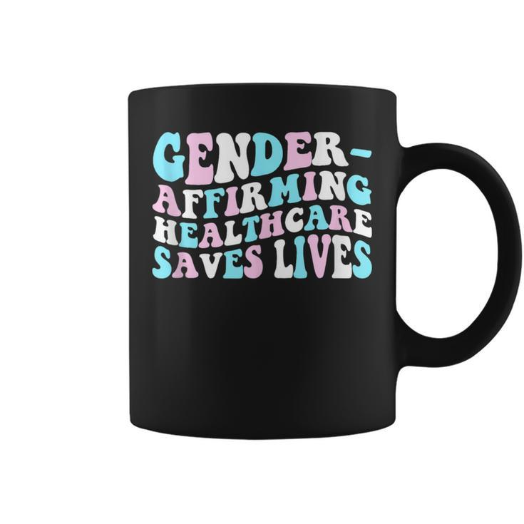 Groovy Gender-Affirming Healthcare Saves Lives Trans Pride  Coffee Mug