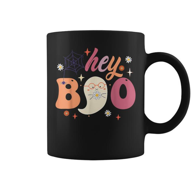 Groovy Hey Boo Cute Ghost Halloween Spooky Season Coffee Mug