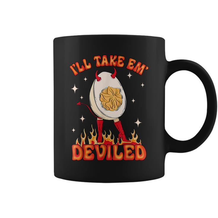 Groovy I'll Take Em' Deviled Thanksgiving Egg For Mens Coffee Mug