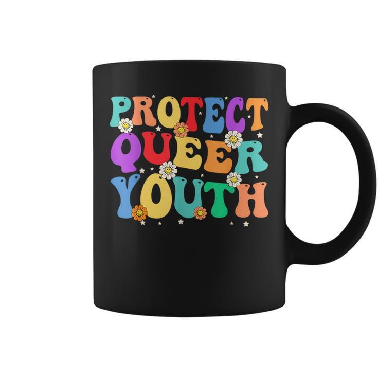 Groovy Protect Queer Youth Protect Trans Kids Trans Pride  Coffee Mug