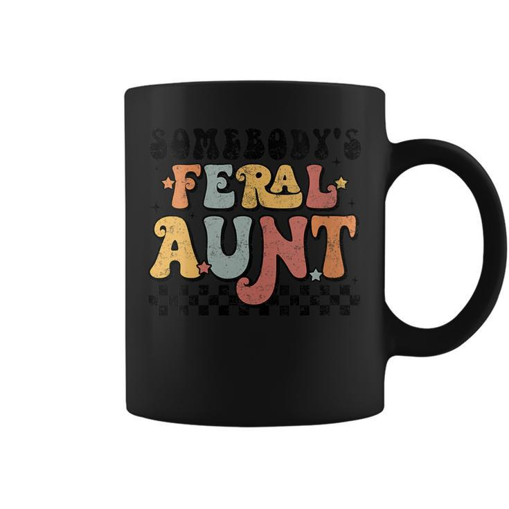 Groovy Somebodys Feral Aunt Mom Retro Funny Mothers Day  Gifts For Mom Funny Gifts Coffee Mug