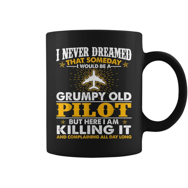 Grumpy Old Pilot Killing It  Funny Pilot Grandpa Gift For Mens Coffee Mug