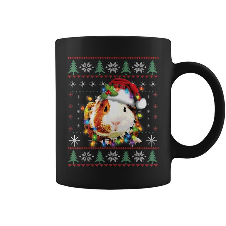 Guinea Pig Christmas Fairy Lights Santa Ugly Sweater Pajamas Coffee Mug