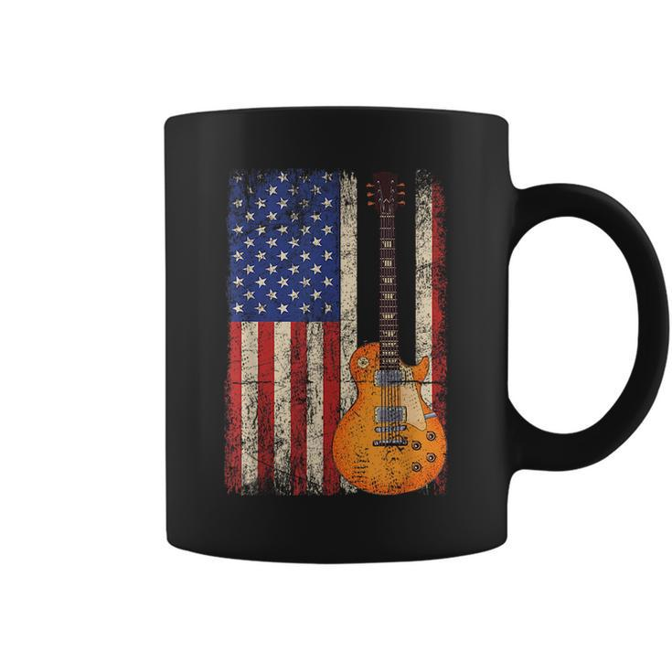 Guitar American Usa Flag  Patriotic Guitarist Men   Patriotic Funny Gifts Coffee Mug